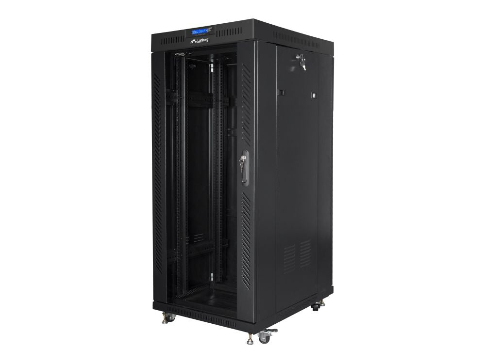 Серверы Lanberg  Rack cabinet 19" free-standing 27U/600x800 (flat pack) with glass door lCD V2, black |