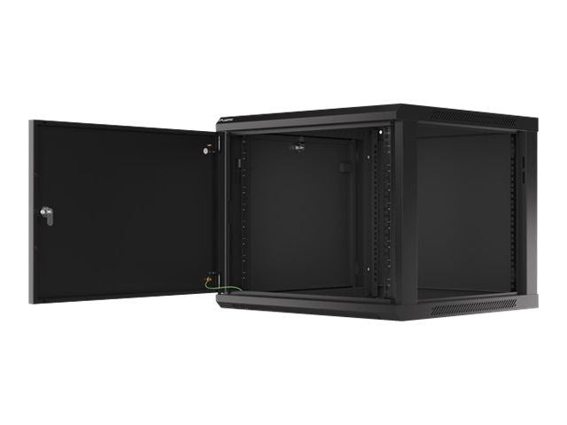 Serverid Lanberg  Rack cabinet 19" wall-mount 9U/600x600 (flat pack) for self-assembly with metal door, black |