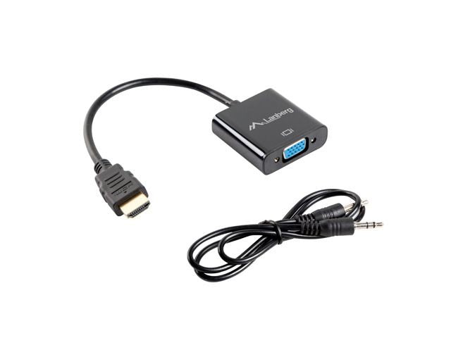 Monitori tarvik Lanberg  HDMI, Mini Jack 3.5 mm, VGA Adapter | AD-0017-BK | 20 m