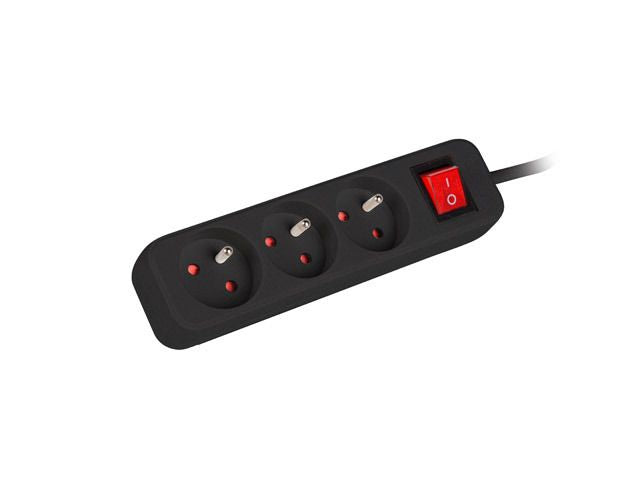 Serverid Lanberg  Cable Power Strip, 3X French Outlets with Switch, Quality-Grade Copper, 3 m | PS1-03E-0300-BK