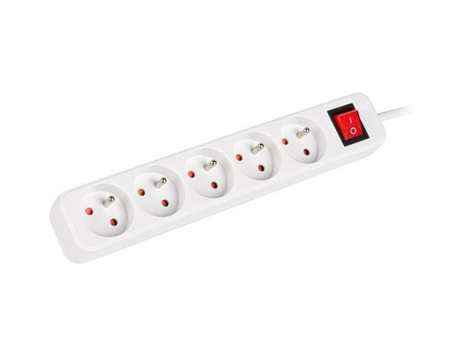 Serverid Lanberg  Cable Power Strip, 5X French Outlets with Switch, Quality-Grade Copper, 3 m | PS1-05E-0300-W