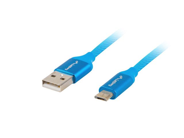 Kaabel Lanberg  USB Micro to USB-A 2.0 Cable Blue Premium QC 3.0, 1 m | CA-USBM-20CU-0010-BL | USB Micro to USB Type-A
