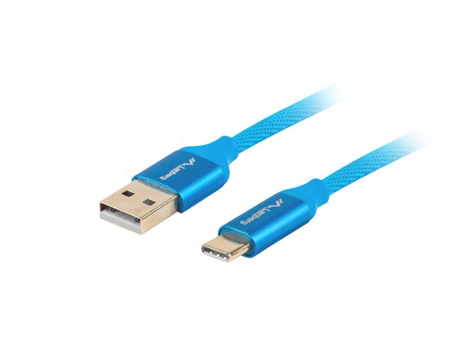 Kaabel Lanberg  USB Type-C to USB Type-A 2.0 Cable Blue Premium QC 3.0, 1 m | CA-USBO-22CU-0010-BL | USB Type-C to USB Type-A