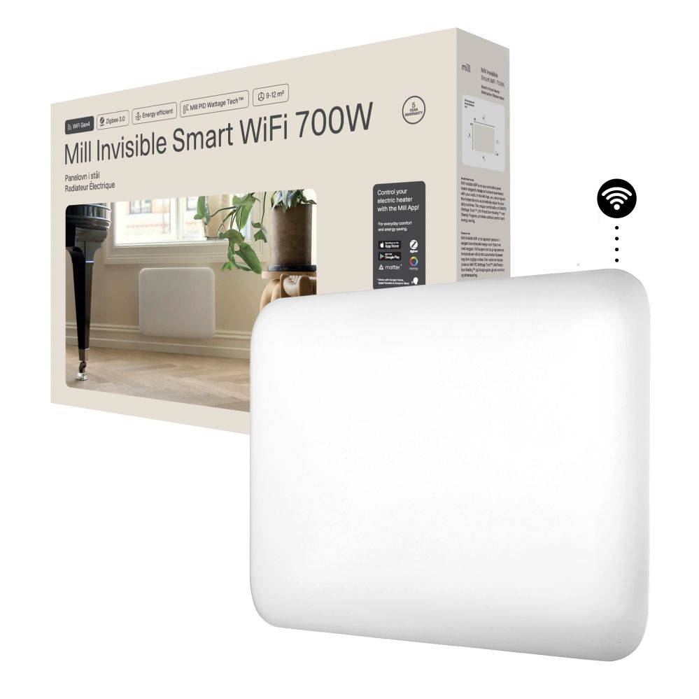 Radiaator Mill  Invisible Smart WiFi Heater | PA700WIFI4 | Panel Heater | 700 W | Suitable for rooms up to 9-12 m² | White | IPX4