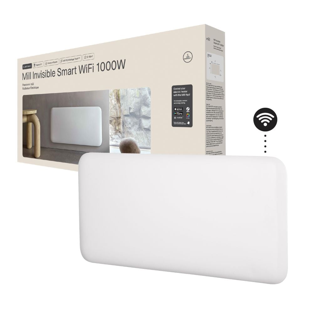 Radiator Mill  Invisible Smart WiFi Heater | PA1000WIFI4 | Panel Heater | 1000 W | Suitable for rooms up to 12-16 m² | White | IPX4