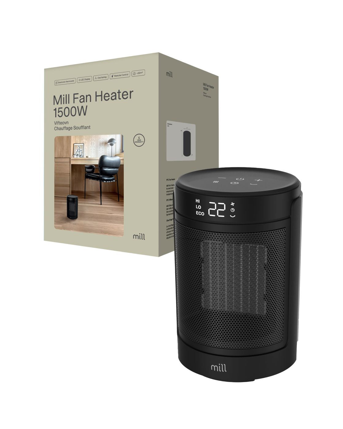 Radiaator Mill  FH1500BLACK | Ceramic fan heater | 1500 W | Suitable for rooms up to 22 m² | Black