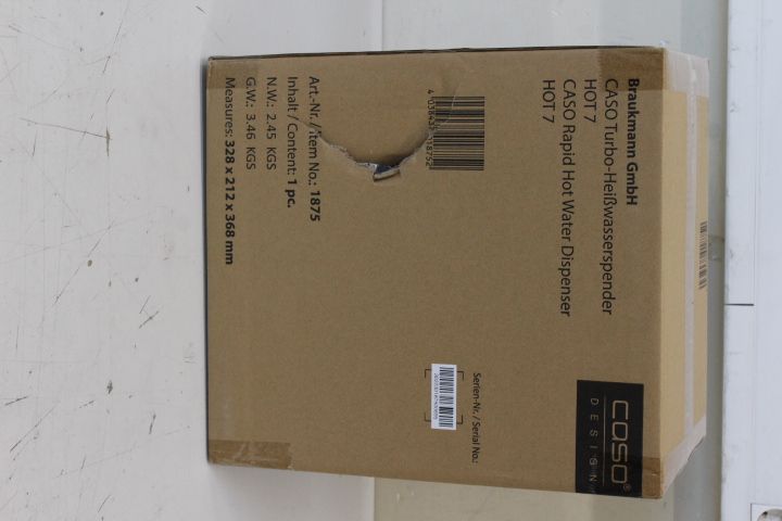 Veekeetja Caso  SALE OUT.  01875 HOT 7 Turbo Hot water dispenser, Capacity 2.7 L, Black/Stainless Steel |  Turbo Hot Water Dispenser | Hot 7 | Water Dispenser | 2200-2600 W | 2.7 L | Plastic/Stainless Steel | Black/Stainless Steel | DAMAGED PACKAGING