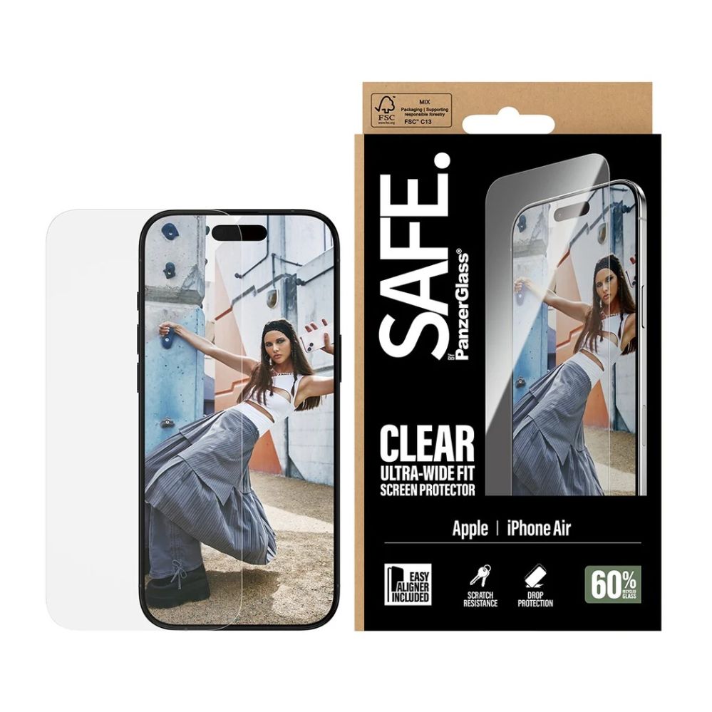 Tagakaaned PanzerGlass  Screen protector | Apple | iPhone Air | Glass | Transparent | Ultra-Wide Fit w. EasyAligner