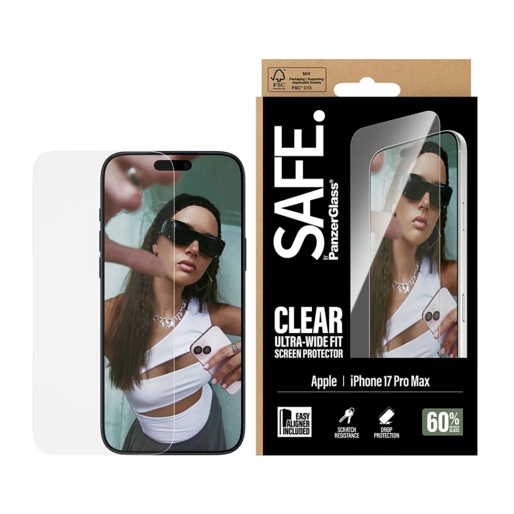Tagakaaned PanzerGlass  Screen protector | Apple | iPhone 17 Pro Max | Transparent | Ultra-Wide Fit w. EasyAligner