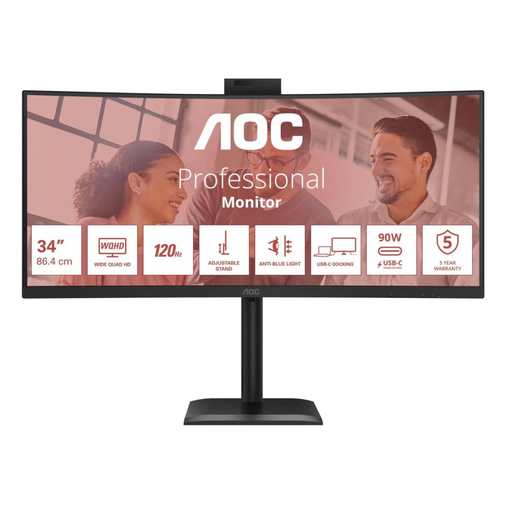 Monitorid AOC  CU34E4CW Curved 34" 3440x1440/21:9/350cd/m2/4ms HDMI, DisplayPort, USB, Audio out |