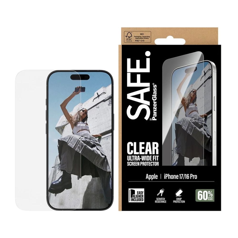Back panel cover PanzerGlass  Screen protector | Apple | iPhone 16 Pro/iPhone 17 | Transparent | Ultra-Wide Fit w. EasyAligner