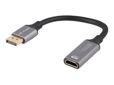 Monitor accessory Lanberg  Displayport (M)->HDMI(F) Adapter 8K on cable 20cm, Silver