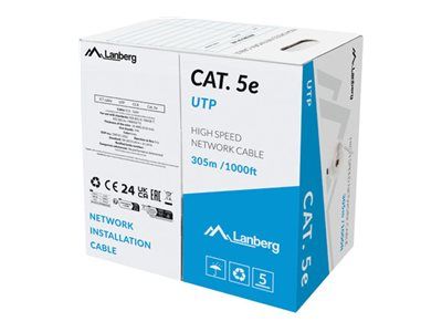 Кабель Lanberg  | LAN Cable Cat.5E 305M Solid CCA Grey Fluke Passed | LCU5-15CC-0305-S