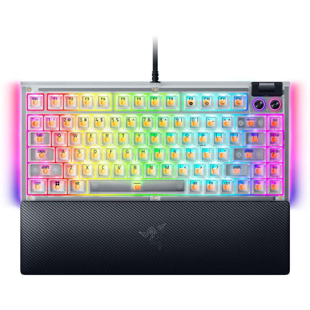 Компьютерная клавиатура Razer  Hot-swappable Mechanical Gaming Keyboard | BlackWidow V4 75% | Gaming Keyboard | Wired | US | Phantom White Edition | USB Type-C |  Mechanical Switches (Tactile)
