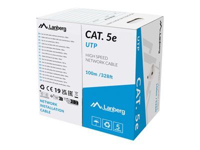 Кабель Lanberg  | LAN Cable CAT.5E UTP 100M Solid CU Grey Fluke Passed | LCU5-12CU-0100-S