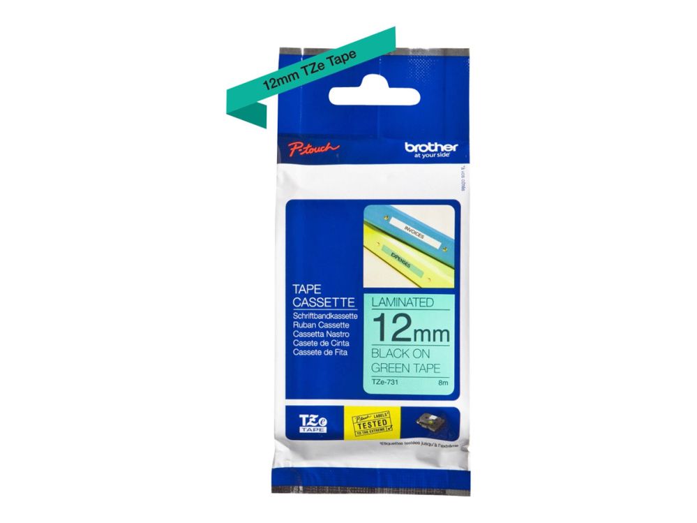 Tarvikud ja tarvikud Brother  | TZe-731 Laminated Tape | Black on Green | TZe | 8 m | 1.2 cm
