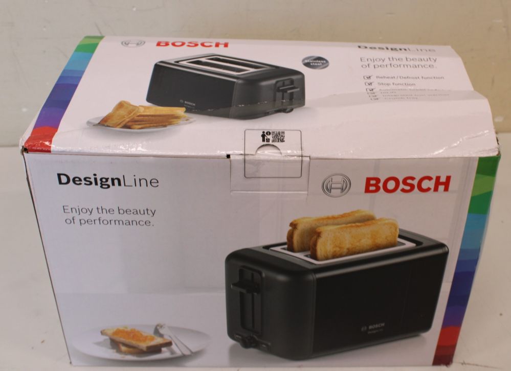 Тостер Bosch  SALE OUT.  TAT3P423 Toaster, Black |  DesignLine Toaster | TAT3P423 | Power 970 W | Number of slots 2 | Housing material Stainless steel | Black | DAMAGED PACKAGING