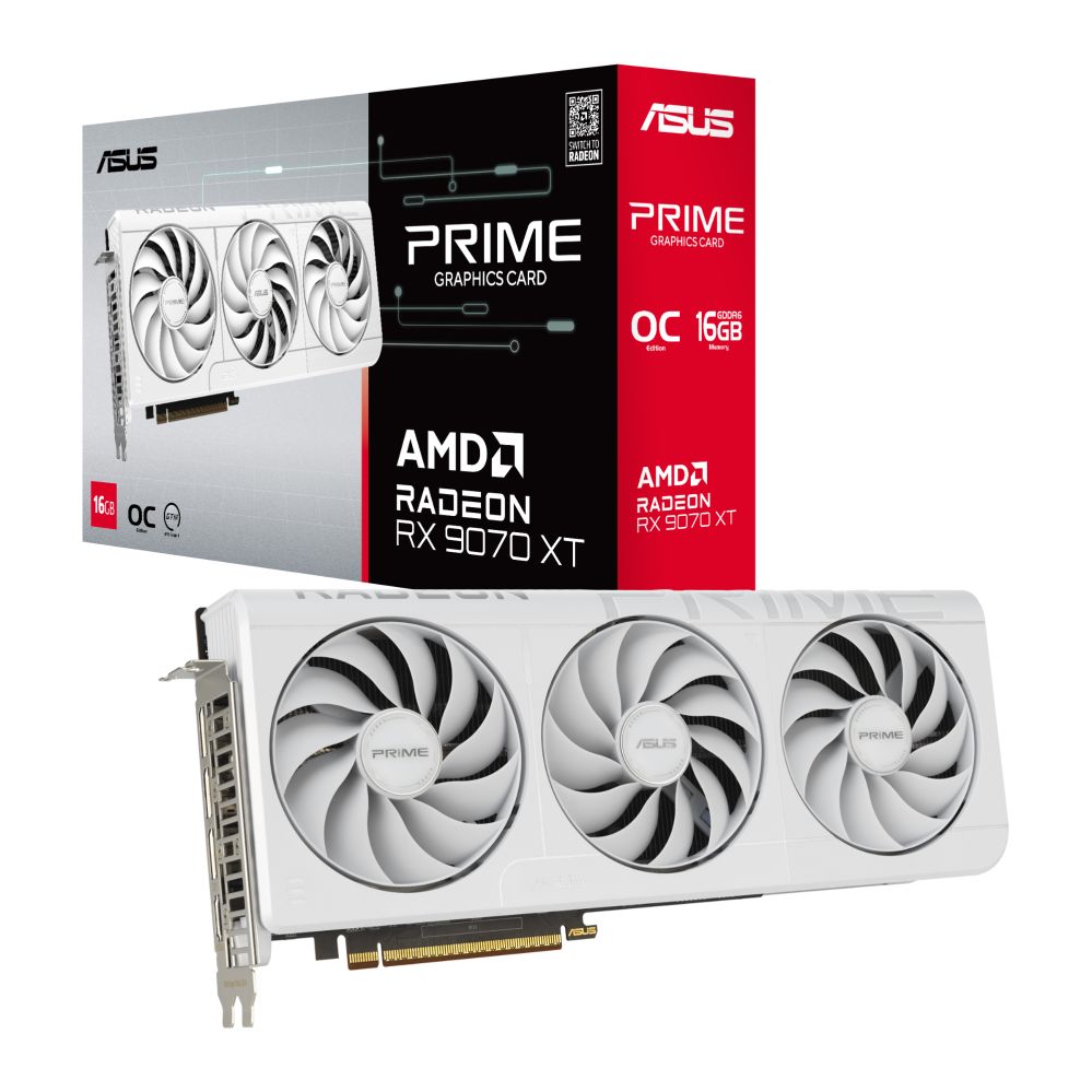Графическая карта / Видеокарты Asus  Prime Radeon RX 9070 XT White OC Edition 16GB GDDR6 | AMD | 16 GB | Radeon RX 9070 XT | GDDR6 | HDMI ports quantity 1 | PCI Express 5.0