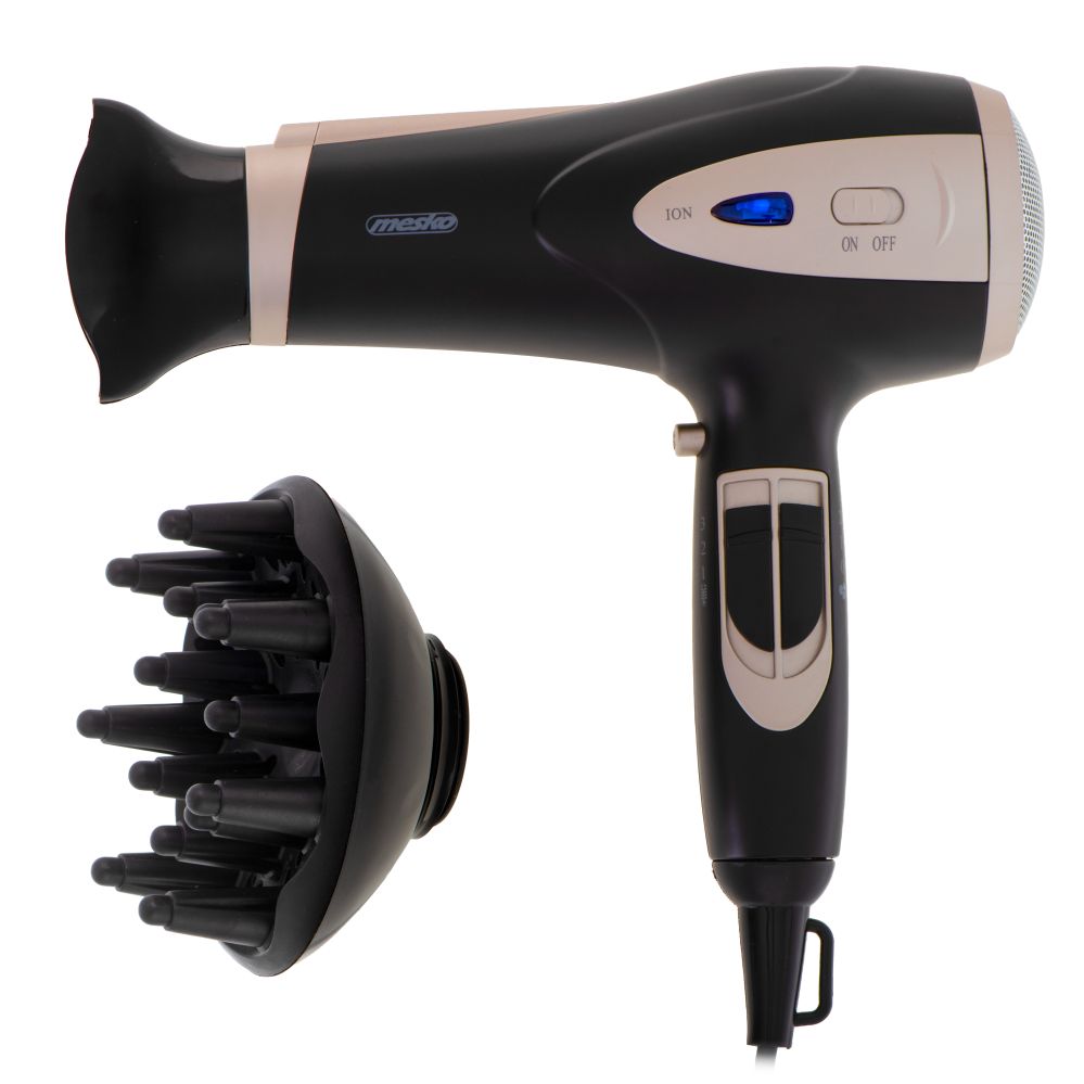Tervishoid Mesko  Hair Dryer | MS 2287 | 2200 W | Number of temperature settings 3 | Diffuser nozzle | Black/Champagne