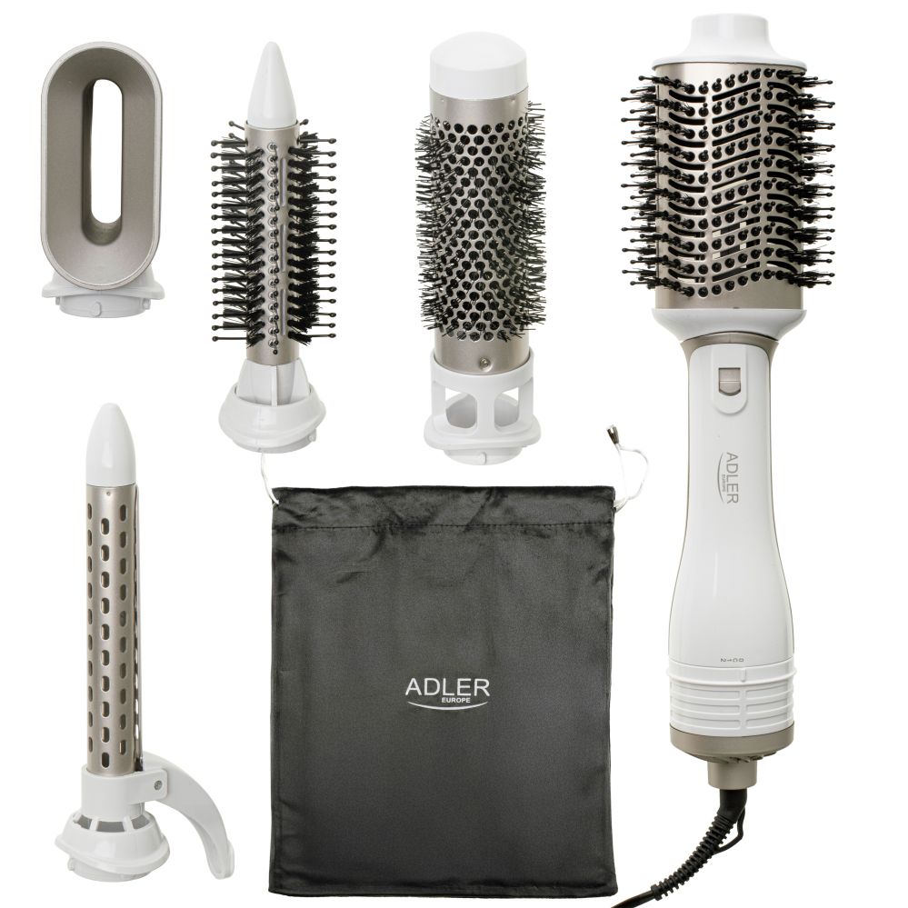 Hairdryer brush Adler  5-in-1 Curling Iron-Dryer | AD 2027 | Number of heating levels 2 | 1200 W | White/Champagne