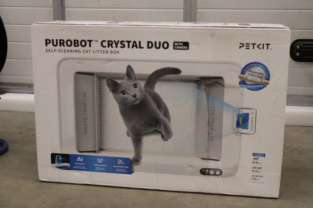 Для домашнего скота PETKIT  SALE OUT.  Purobot Crystal Duo with Camera Self-Cleaning Cat Litter Box | White | DAMAGED PACKAGING