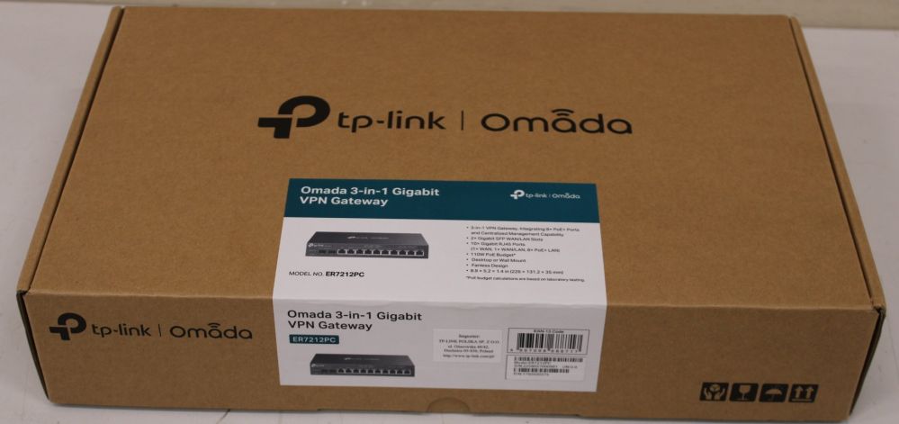 Ruuterid TP-Link  SALE OUT.  Omada 3-in-1 Gigabit VPN Router | ER7212PC | 802.1q | 10/100/1000 Mbit/s | Ethernet LAN (RJ-45) ports 8 | Mesh Support No | MU-MiMO No | No mobile broadband | 24 month(s) | USED, SCRATCHED ON BACK