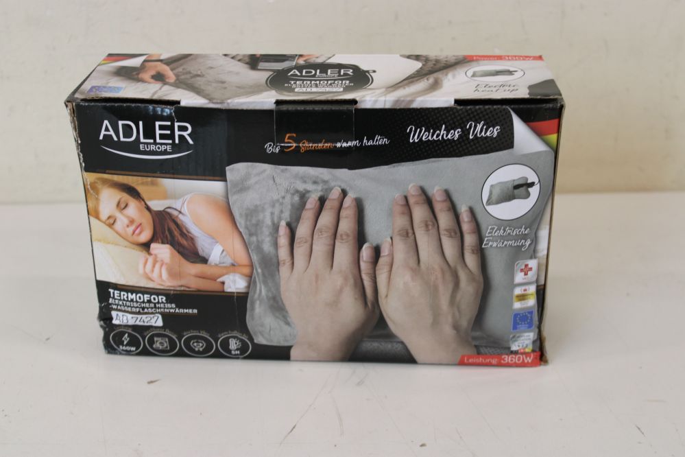 Muud väikesed kodumasinad Adler  SALE OUT.  Electric Hot water bottle warmer | AD 7427 | Number of heating levels 1 | Number of persons 1 | Remote control | Soft polar | 360 W | Gray | DAMAGED PACKAGING