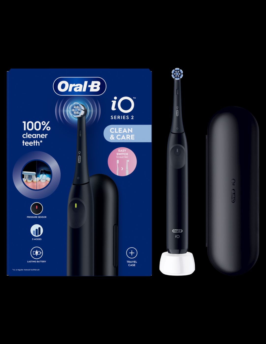 Hambahari Oral-B  Electric Toothbrush | iO2i | Rechargeable | For adults | Number of brush heads included 1 | Number of teeth brushing modes 3 | Night Black