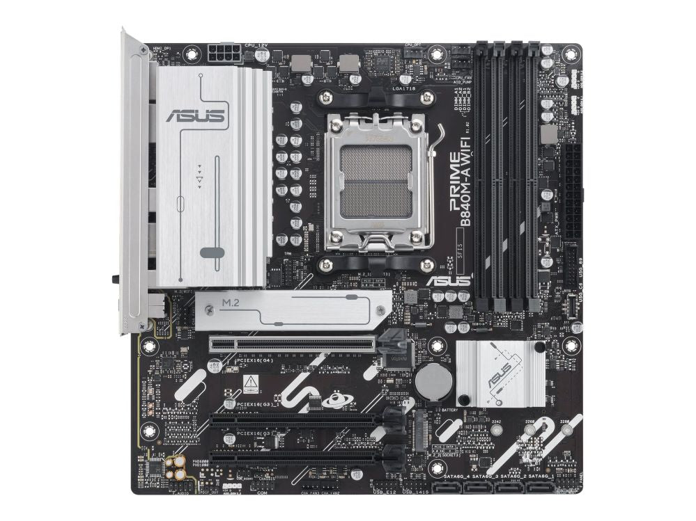 Motherboard for Intel processors Asus  PRIME B840M-A WIFI | Processor family AMD | Processor socket AM5 | DDR5 SDRAM | Supported hard disk drive interfaces SATA, M.2 | Number of SATA connectors 4