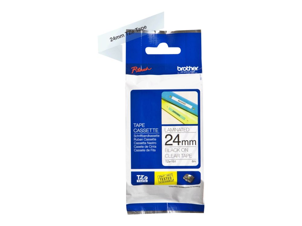 Tarvikud ja tarvikud Brother  | TZE-151 Laminated Tape | Black on Clear | TZe | 8 m | 2.4 cm