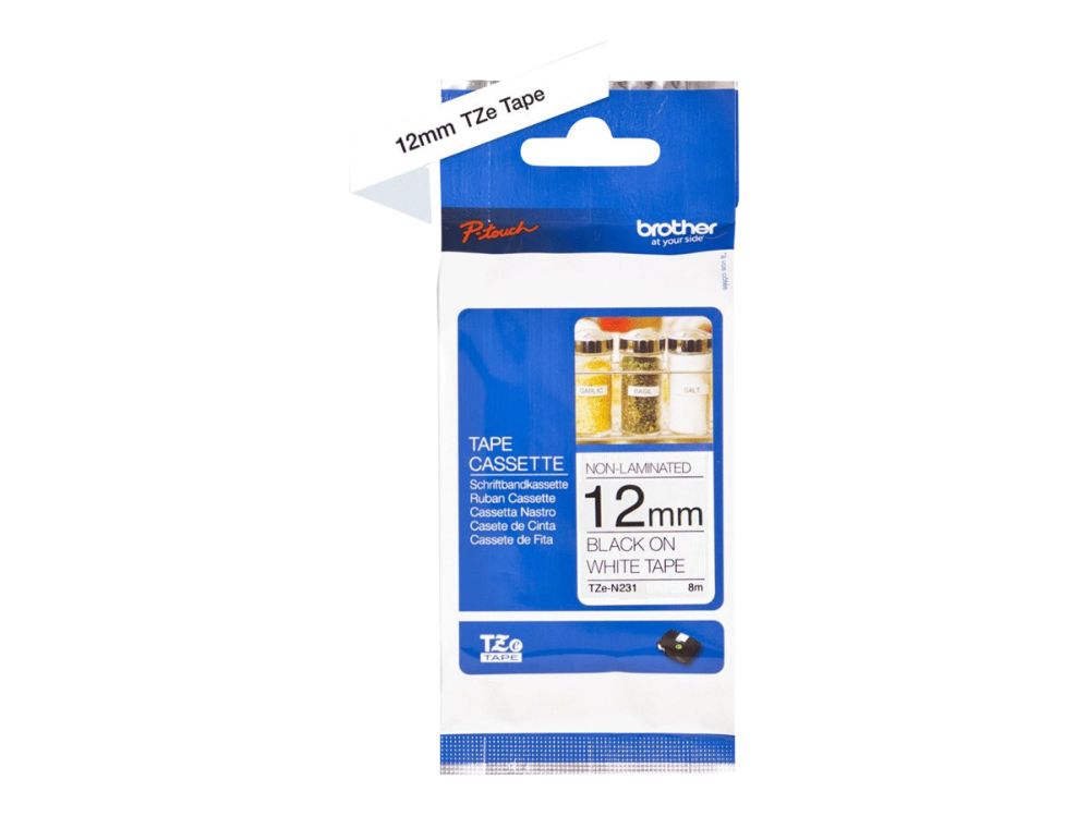 Tarvikud ja tarvikud Brother  TZe-N231 Labelling Tape Cassette – Black on White, 12mm wide, 8m long