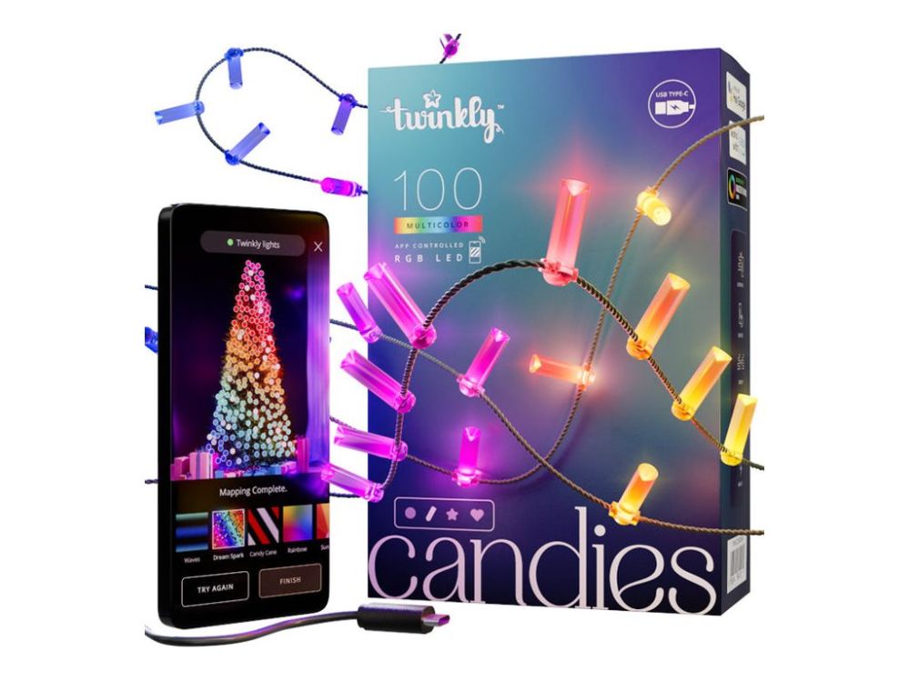 Valgustid twinkly  Candies 100 Candle-shaped RGB LEDs, Clear Wire, USB-C