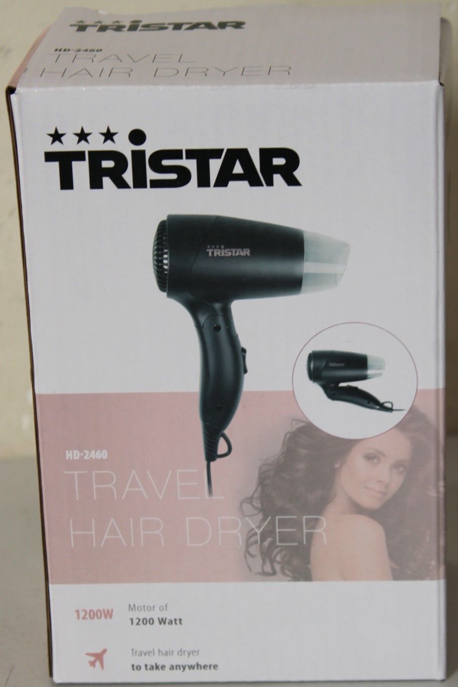Здравоохранение Tristar  SALE OUT.  HD-2460 |  Travel Hair Dryer | HD-2460 | 1200 W | Number of temperature settings 2 | Black | DAMAGED PACKAGING | Warranty 24 month(s)