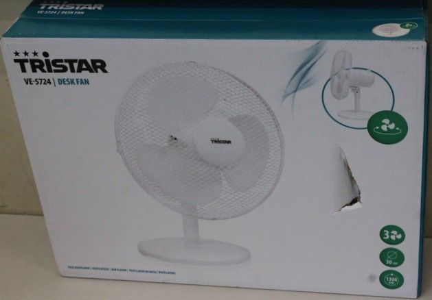 Fan Tristar  SALE OUT. | SALE OUT.  Desk fan | VE-5724 | Desk fan | 40 W | Diameter 30 cm | Number of speeds 3 | Oscillation | White | DAMAGED PACKAGING