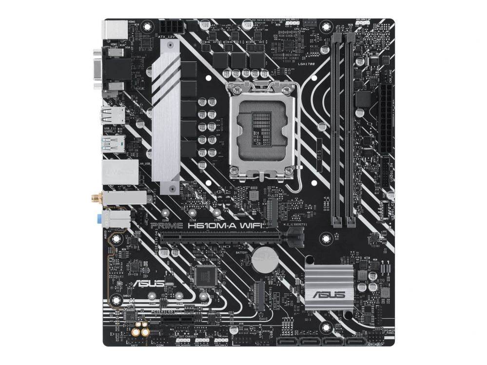 Intel protsessori emaplaat Asus  PRIME H610M-A WIFI | Processor family Intel H610 | Processor socket 1 x LGA1700 Socket | 2 DIMM slots - DDR5, non-ECC, unbuffered | Supported hard disk drive interfaces SATA-600, 1 x M.2 | Number of SATA connectors 4
