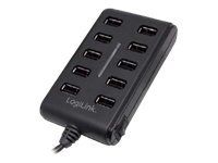 Kaabel Logilink  UA0125 USB Hub 10-Port USB2.0 with power adapter 3.5A, |