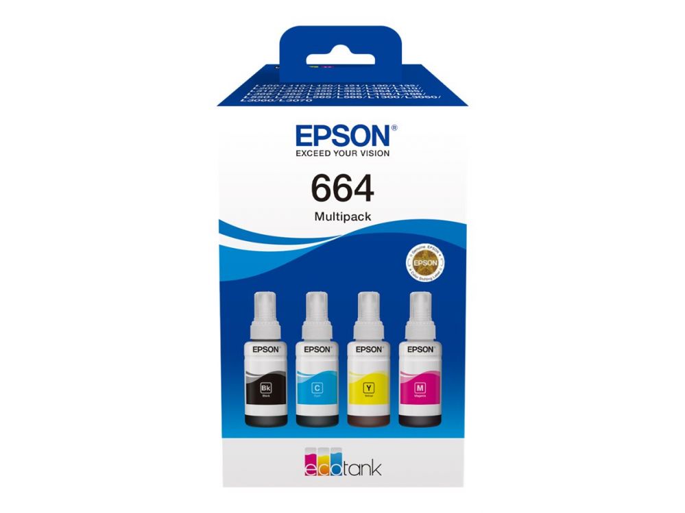 Tarvikud ja tarvikud EPSON  664 EcoTank 4-colour multipack |  C13T66464A |  664 EcoTank 4-colour multipack | Ink tank | Black, yellow, cyan, magenta
