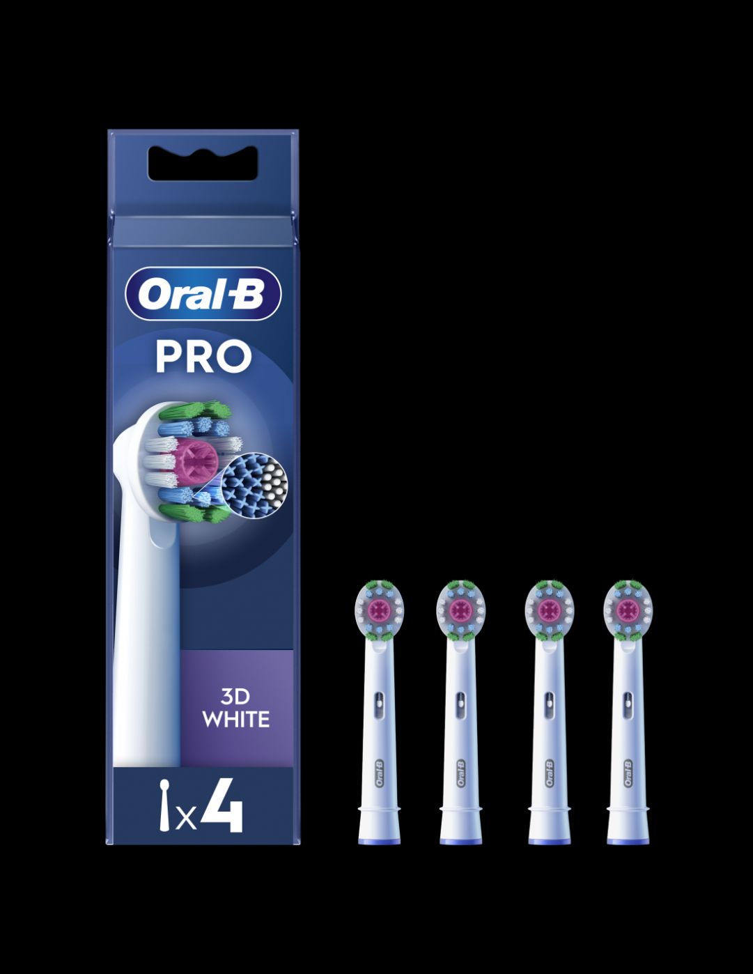 Hambahari Oral-B  | Replaceable toothbrush heads | EB18-4 3D White Pro | Heads | For adults | Number of brush heads included 4 | White