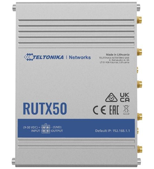 Routers Teltonika  INDUSTRIAL 5G ROUTER | RUTX50 | 802.11ac | 867 Mbit/s | 10/100/1000 Mbps Mbit/s | Ethernet LAN (RJ-45) ports 5 | Mesh Support Yes | MU-MiMO Yes | 5G | Antenna type Internal