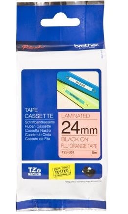 Tarbitav materjal Brother  BROTHER TZB51 24 BLACK ON ORANGE