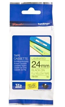 Tarbitav materjal Brother  BROTHER TZE-C51 BLACK ON FLUORESCENT YELLOW LABELLING TAPE – 24MM WIDE