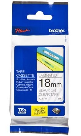 Tarbitav materjal Brother  BROTHER TZE141 18 BLACK ON CLEAR