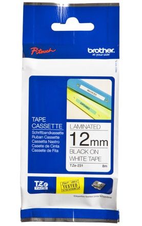 Tarbitav materjal Brother  BROTHER TZE231S 12 BLACK ON WHITE