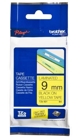Расходный материал Brother  BROTHER TZ621 9 BLACK ON YELLOW