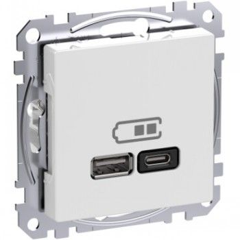 Kaitselüliti Schneider Electric  SCHNEIDER ELECTRIC EXXACT USB-A+C TELE OUTLET POWER DELIVERY WHITE