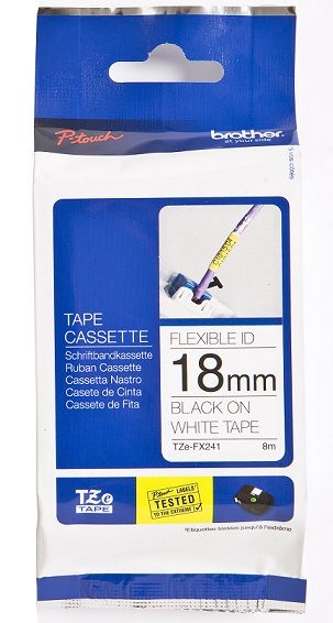Expendable material Brother  BROTHER TZEFX241 18 BLACK ON WHITE FLEX