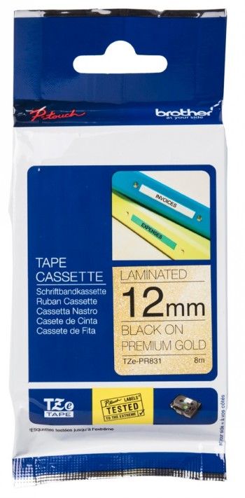 Расходный материал Brother  BROTHER TZE-PR831 12 BLACK ON GOLD TAPE