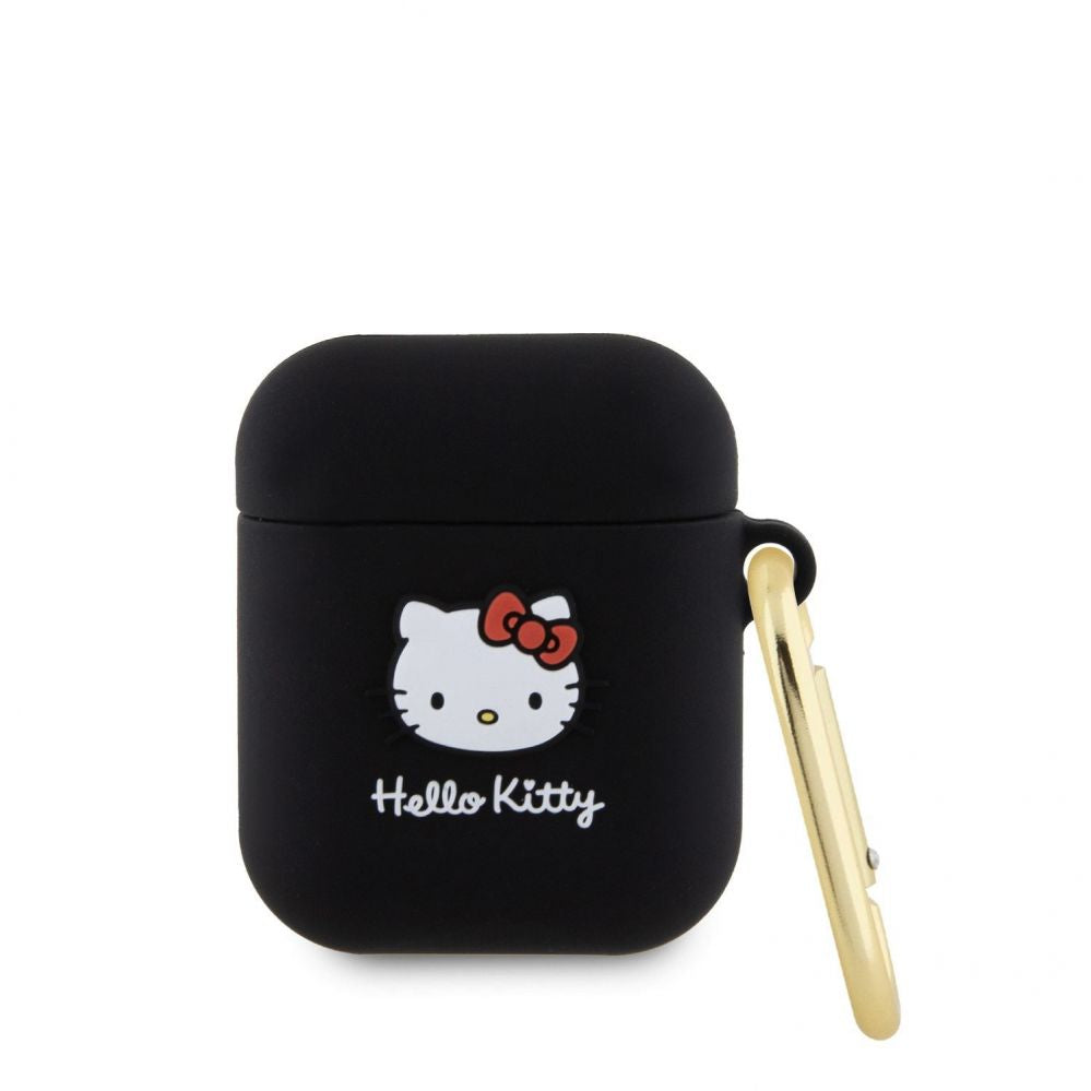 Чехол для наушников Hello Kitty - Liquid Silicone 3D Kitty Head Logo Case for AirPods 1/2 Black