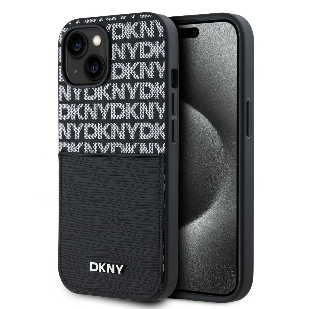 Tagakaaned DKNY - DKNY PU Leather Repeat Pattern Card Pocket Case for iPhone 14 Black