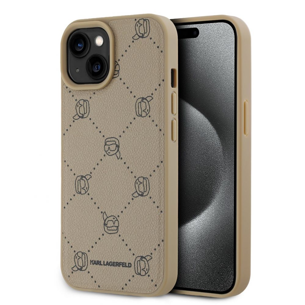 Чехол на заднюю панель Karl Lagerfeld Apple Karl Lagerfeld PU Karl Heads Pattern MagSafe Case for iPhone 15 Beige